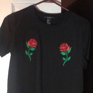 Black shirt with roses